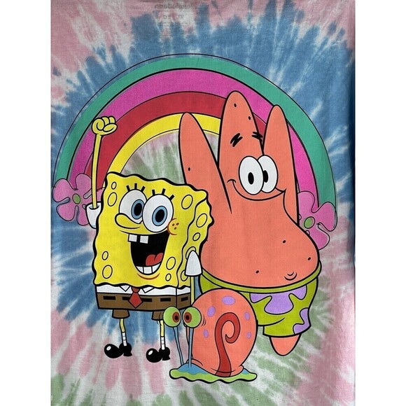 Nickelodeon SpongeBob Tie Dye Graphic Tee Shirt "I Love Spongebob" Size XL - Picture 1 of 8